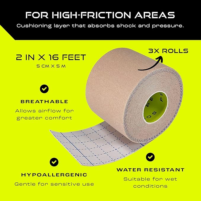 Pebbos Moleskin Tape – 2in x 16ft – Anti-Friction Cushioning Tape | - Image 3