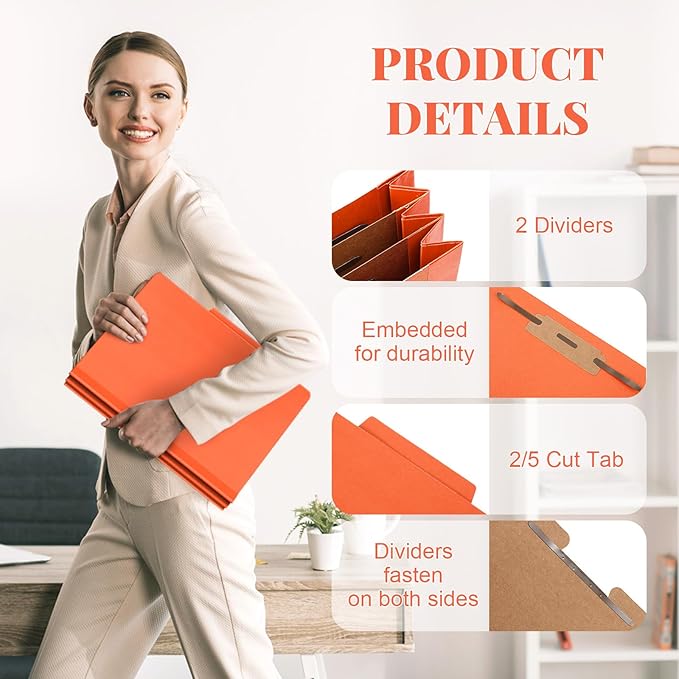 Skyygemm 48 Pcs Classification Folders Letter Size, 2 Divider Pressboard File - Image 3