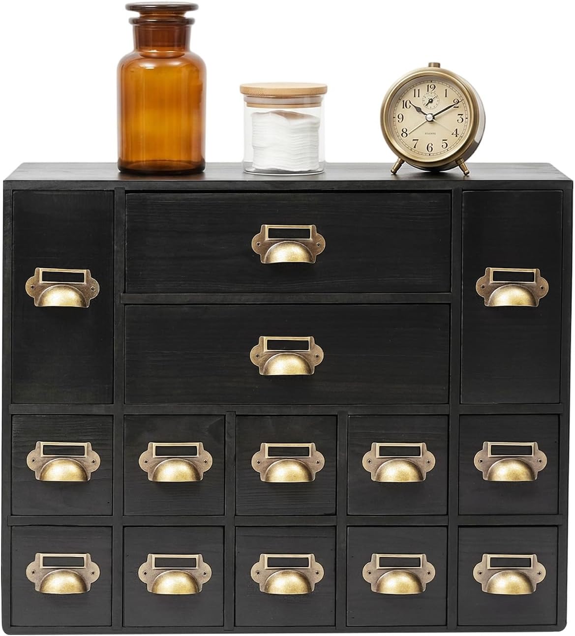 14-Drawer Apothecary Cabinet, Card Catalog Cabinet for Desktop Organizer