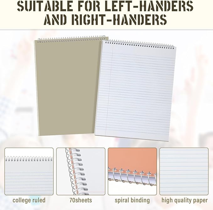 Maitys 6 Pcs Legal Pad Steno Spiral Notebook 8.5" x 11" Top Bound Spiral Pads - Image 3