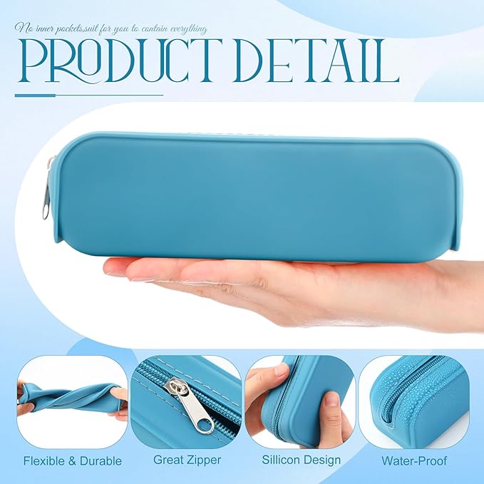 Feifeiya 8 Pcs Silicone Pencil Case Pen Zipper Pouch Bags Aesthetic Back to - Image 3