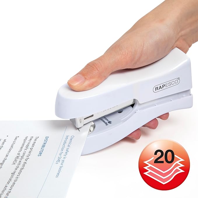 Rapesco 1319 Stand Up Stapler, Space-Saving Desktop Stapler, 20 Sheet Capacity - Image 2
