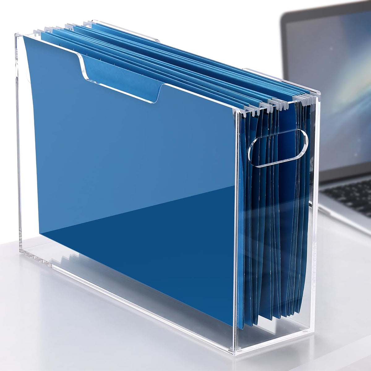 DINGHUO Acrylic Hanging File Organizer Box, Legal Size Clear File Storage Box...