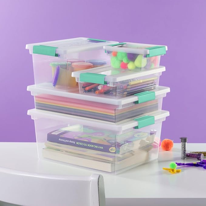 Sterilite 6-Pack Clip Box, Stackable Clear Plastic Bins - Image 4