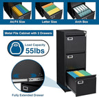 PEUKC 3-Drawer File Cabinet, 16.3" Deep Vertical Filing Cabinet - Image 4