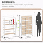 4NM No Assembly Extra Wide 4 Tiers Folding Bookshelf Storage Shelves Vintage - Image 2
