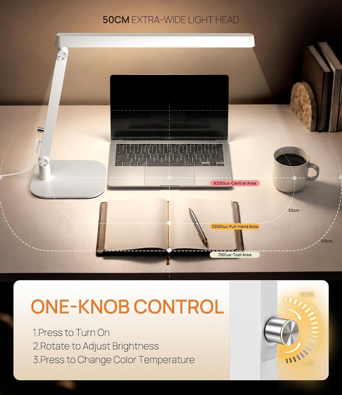 AORAEM Professional LED Desk Lamp, Base & Clamp, for Nail Techs & Office