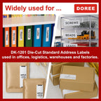 DOREE 10 Rolls DK-1201 Die-Cut Address Labels 1.14" x 3.5" 400 Labels/Roll | Replacement for Brother DK1201 29mm x 90mm Black on White Compatible with Brother QL-700/800/810W/820NWB/1100/1110NWB
