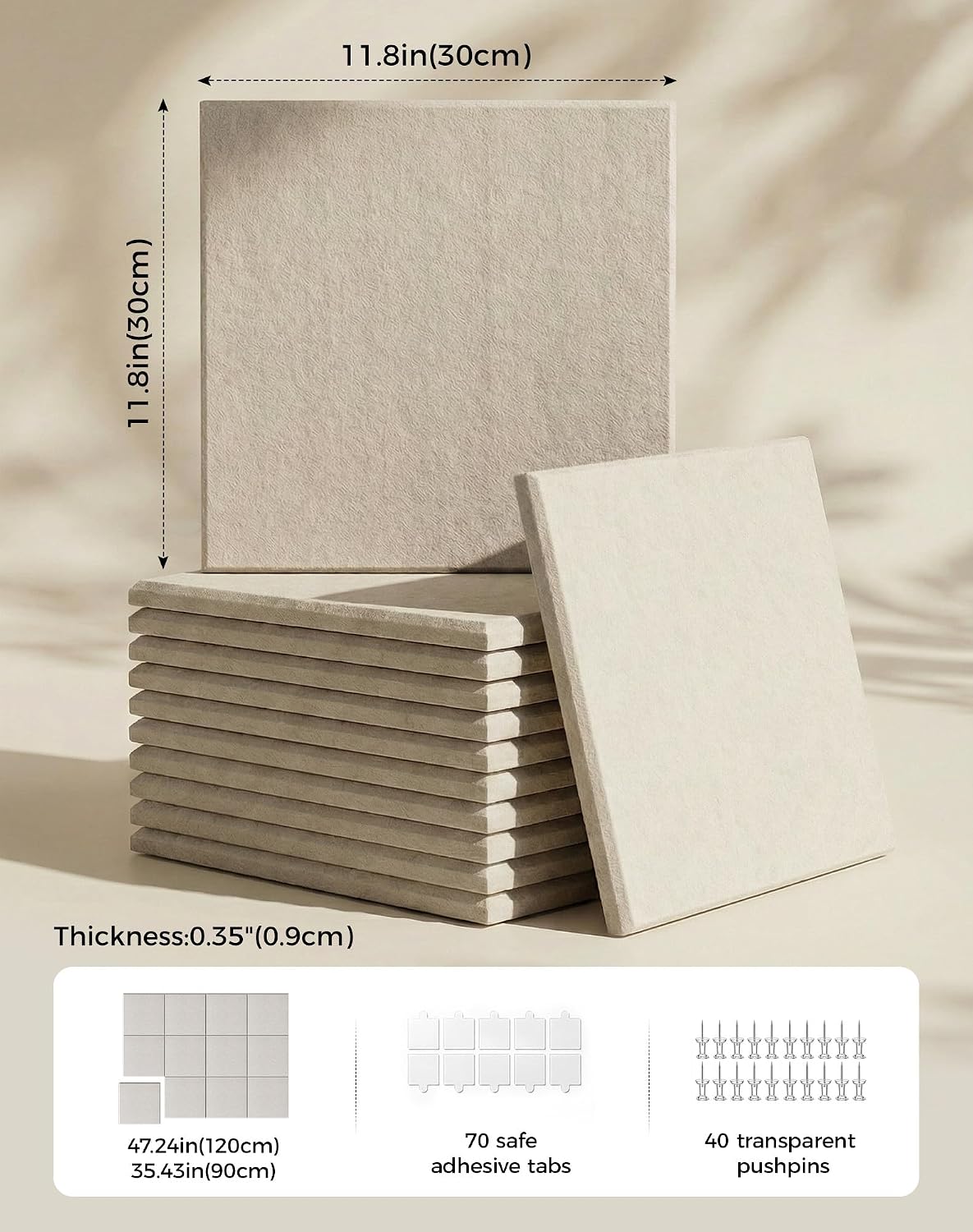 Aothia 48" x 36" Large Felt Bulletin Board, Oatmeal