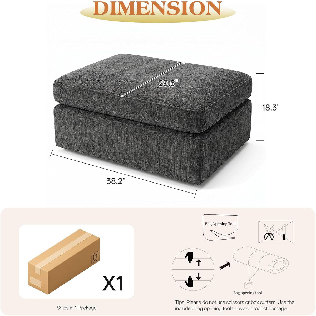 Ottoman Module for Cloud Modular Sectional Sofa