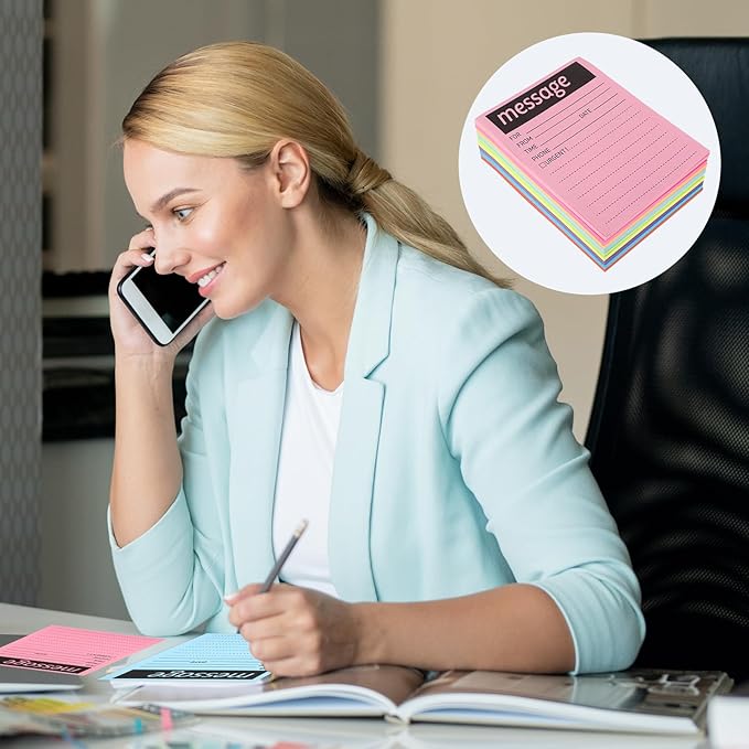 9Pack Phone Message Pads for Office, 4 x 5 Inch Self-Stick Note Pads, While You - Image 4