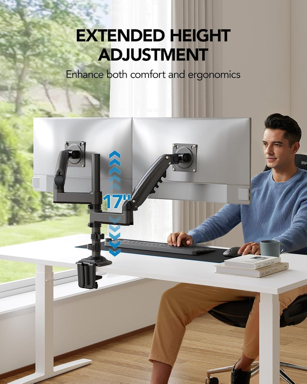 huanuo 17-32 inch dual monitor stand, stacked monitor, package contents