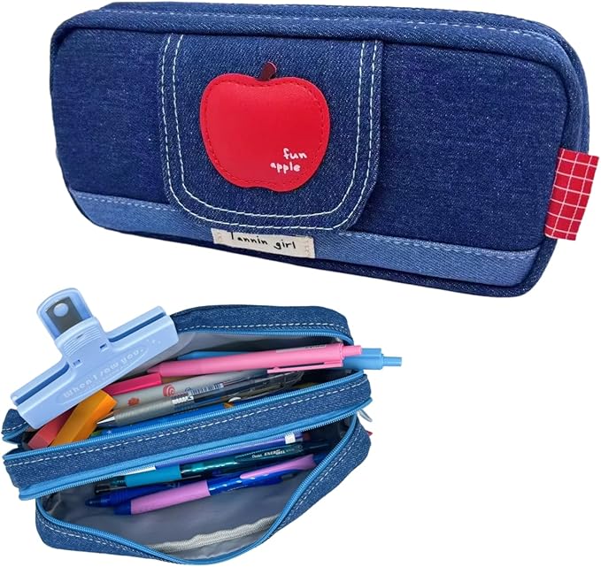 Haumei Canvas Pencil Case Large Capacity, Big Denim Pen Pouch by Unknown