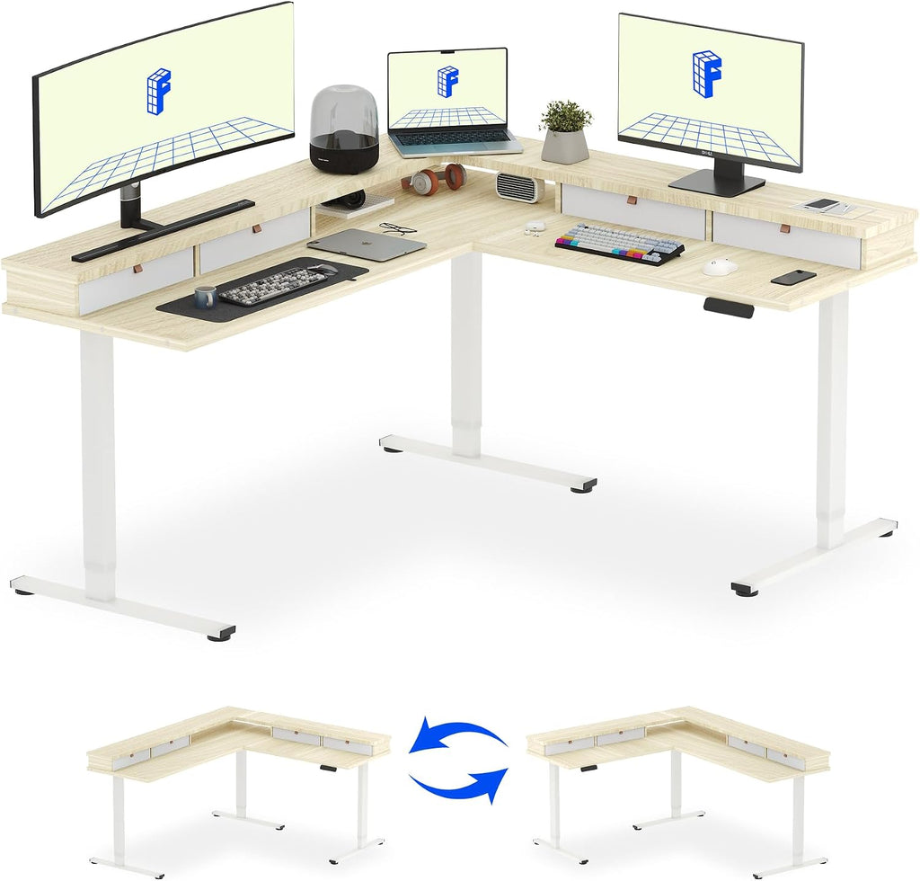 FLEXISPOT 71" L Shaped Standing Desk Electric Corner Table