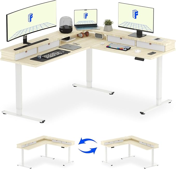 FLEXISPOT 71" L Shaped Standing Desk Electric Corner Table by FlexiSpot