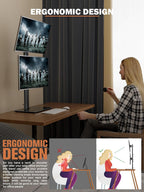dual monitor stand - vertical stack screen free-standing, front angle view