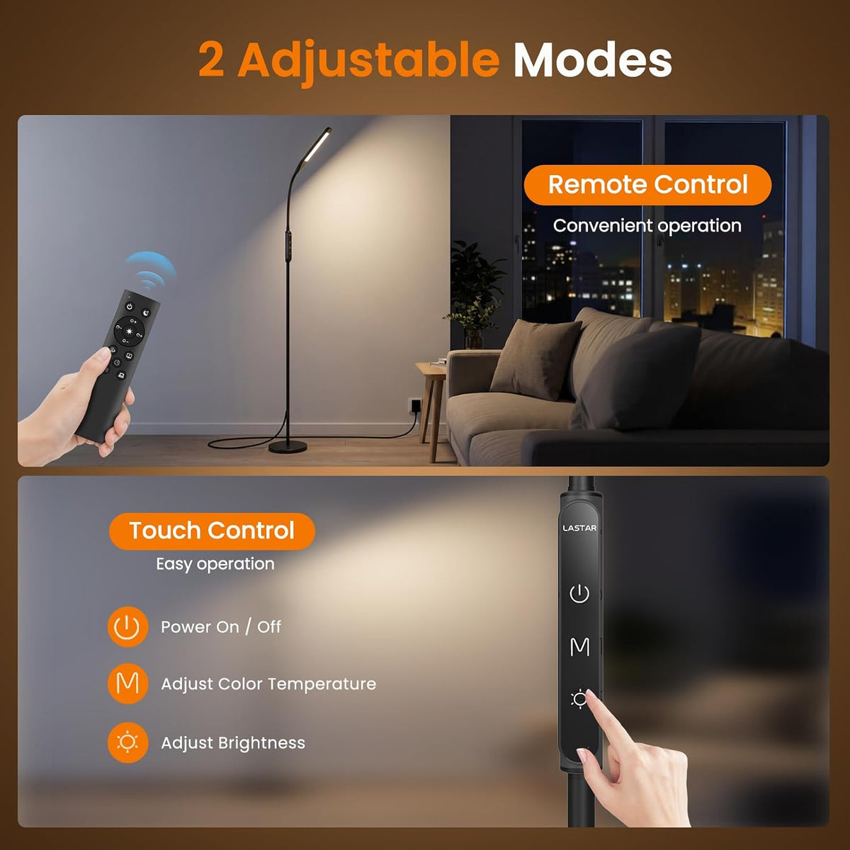 LASTAR LED Floor Lamp with Remote, Standing Reading Lamp 4 Color Temperatures...