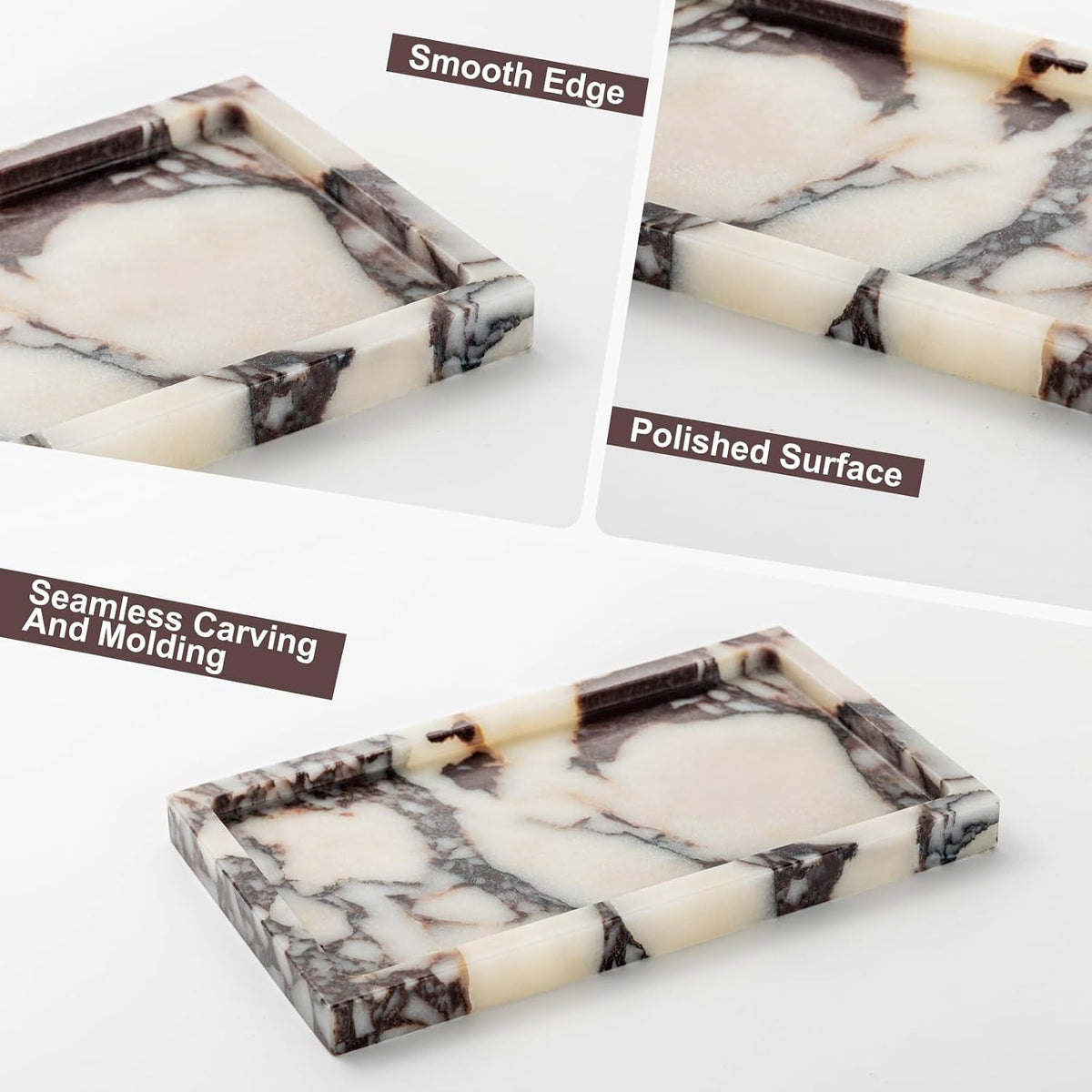 Natural Calacatta Viola Marble Tray 10"x6" Rectangular - Non-Resin ...