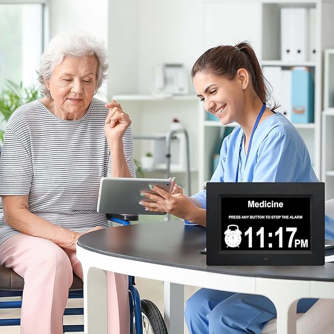 TMC 8 Inch Dementia Clock for Seniors – Large Auto-Dimming Calendar Display - Image 3