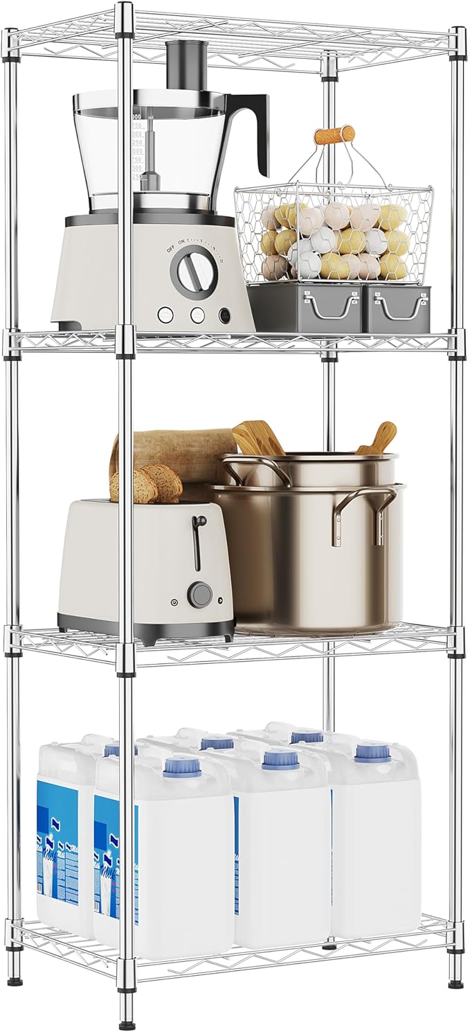 M MZG 4 Tiers Shelf Metal Storage Shelves Wire Rack Closet Organizers by MEIGAOPLASTICANDMETALHKCOLIMITED