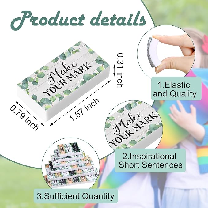Dunzoom 100 Pcs Inspirational Pencil Erasers Bulk - Image 3