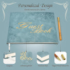 Blue Leather Wedding Guest Book, Polaroid Guest Book - Image 5