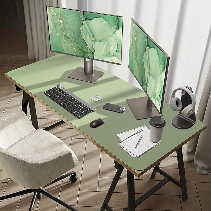 Bloss 47.2" x 24" Large Desk Mat, Leather Desk Mat, Large Mouse Pad + Keyboard - Image 2