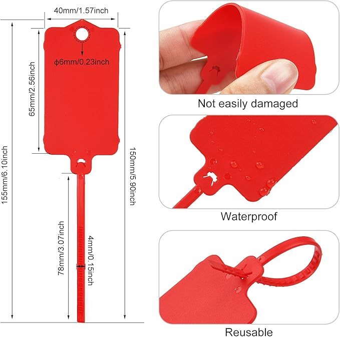 100pcs Blank Plastic Tags for Labeling Reusable Hanging Tags Ties Key Tag - Image 3