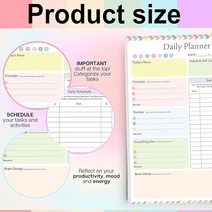 ADHD Daily Planner Notepad Daily Planner Desk Pad & Task Management Notepad to - Image 6