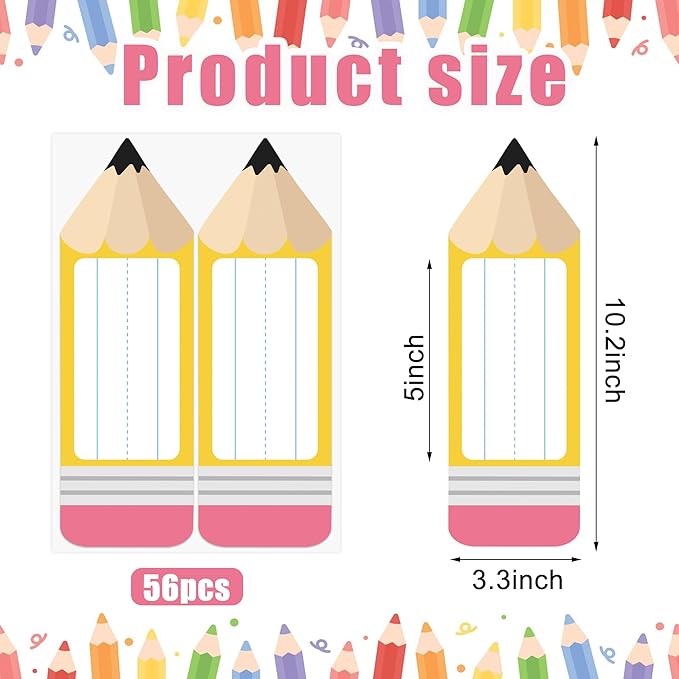 56 Pcs Name Tags for Desk Pencils Classroom Names Label Sticker Back to School - Image 2