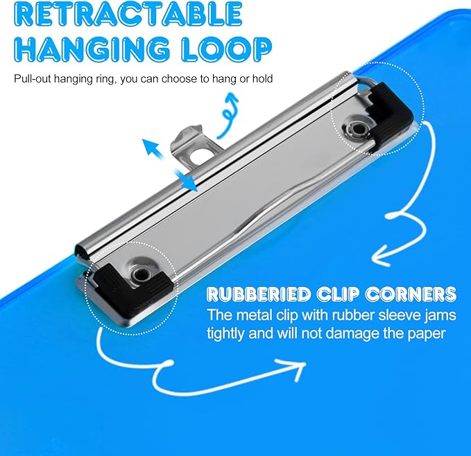 Clipboards, HERKKA 15 Pack Plastic Clipboards Low Profile Clip Standard A4 - Image 3