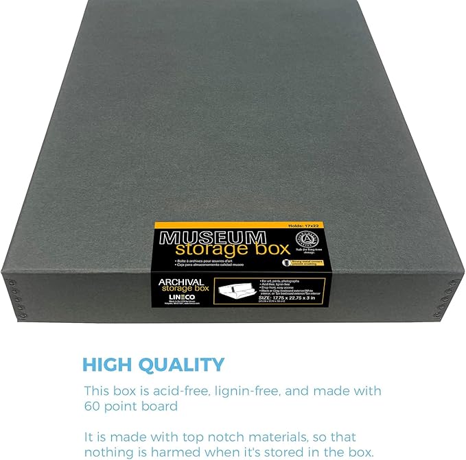 Lineco Museum Archival Storage Box, 17.75x22.75x3 in. Drop Front Design. - Image 3