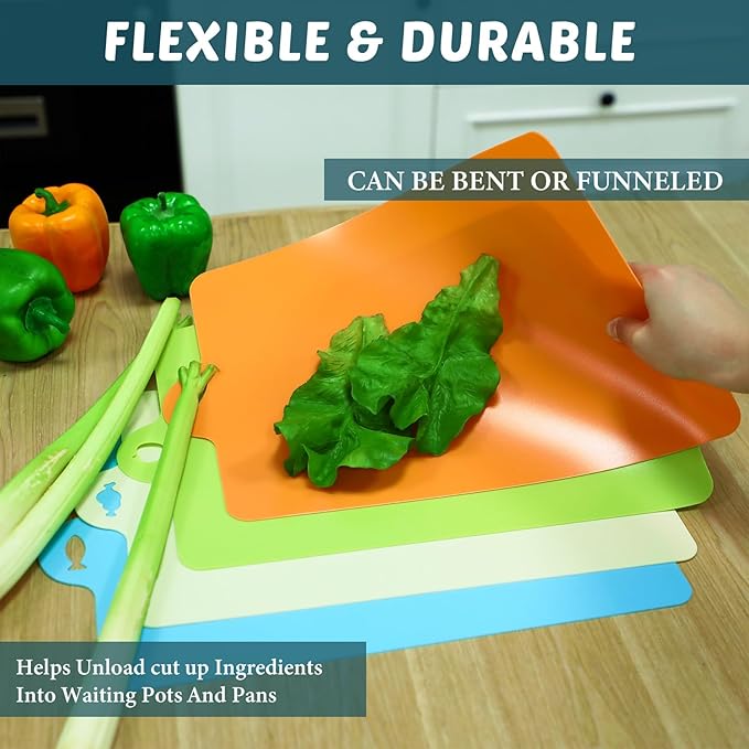 20 Pcs Flexible Cutting Board Mats Plastic Cutting Mats Non Slip Chopping Board - Image 4