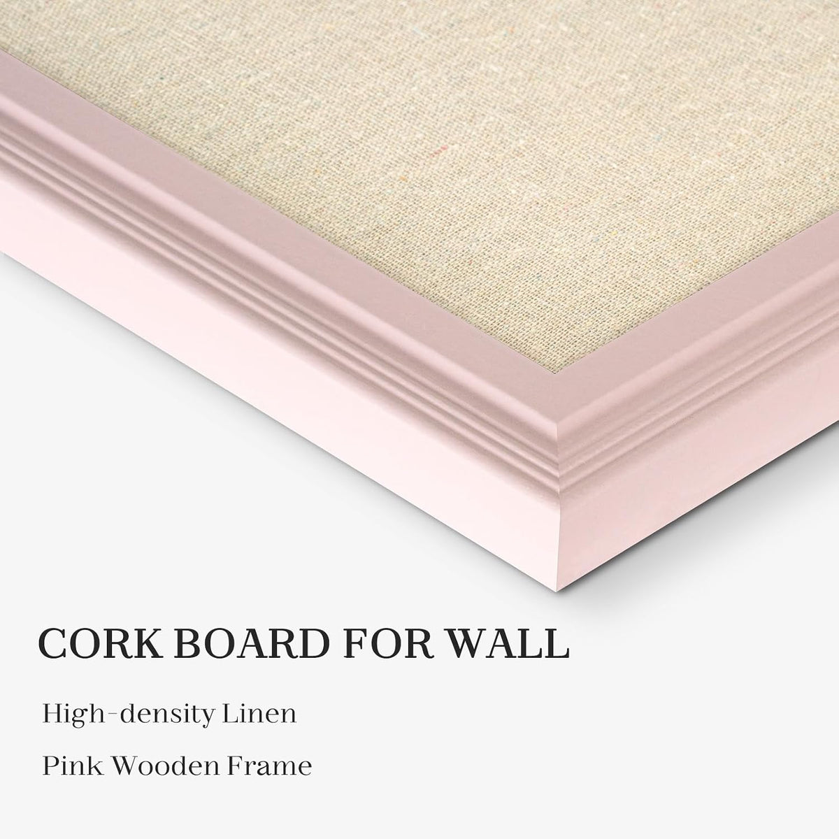 Large Pink Wood Framed Cork Board with Linen, 24" x 18"