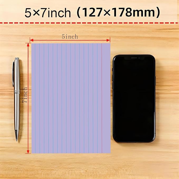 JINMIKEJI Purple Ruled Index Cards 5x7 Inch - Image 2