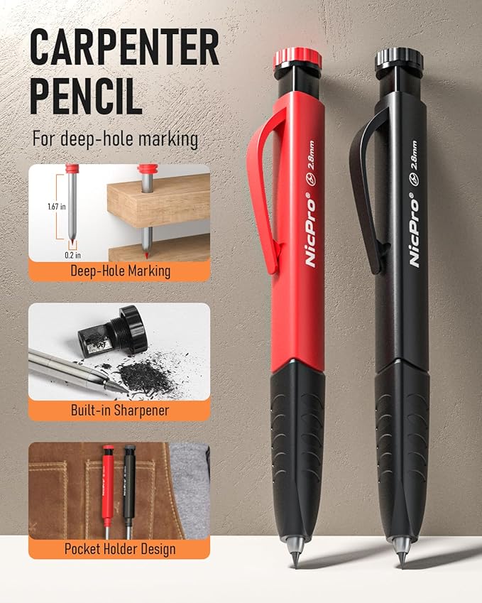 Nicpro 2 Pack Carpenter Pencil Set - Image 6