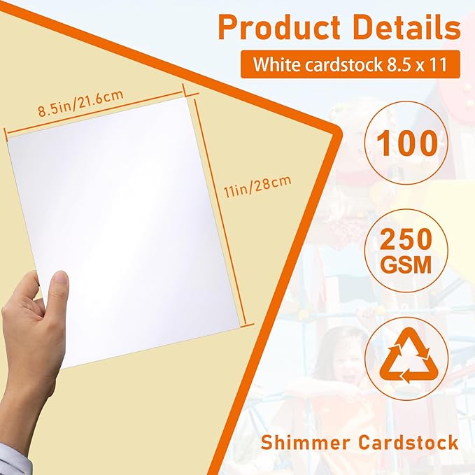100 Sheets Shimmer White Cardstock 8.5 x 11 Printer Paper, 92lb Heavyweight - Image 2