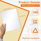 100 Sheets Shimmer White Cardstock 8.5 x 11 Printer Paper, 92lb Heavyweight - Image 2
