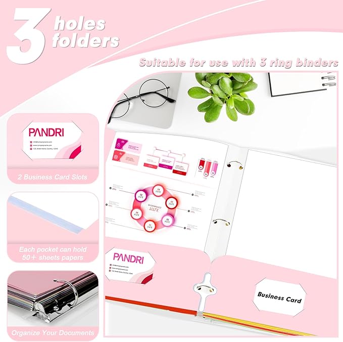 Two Pocket Portfolio Folders, PANDRI 60 Pack 3 Hole Punched 2 Pocket Folders - Image 4