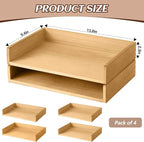 Yeaqee 4 Pcs Stackable Paper Organizer Tray Wood Desk Organizer Letter Tray - Image 2