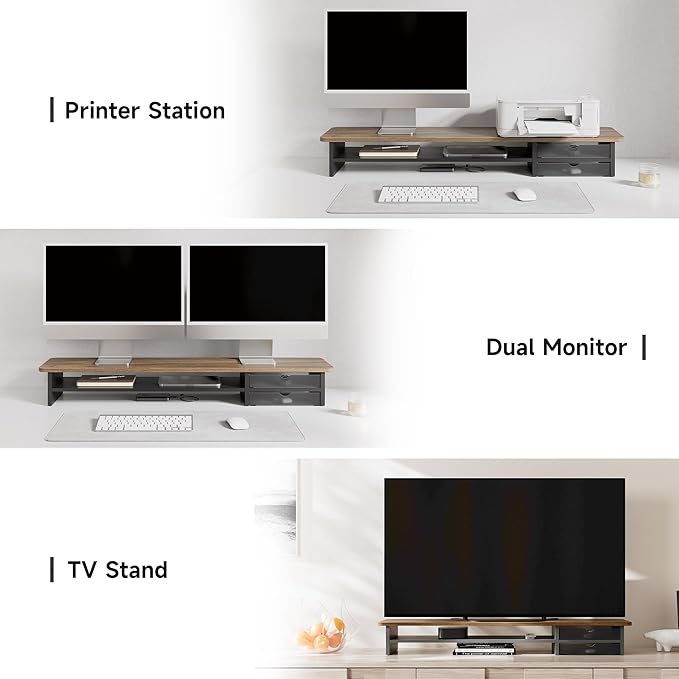 Fenge Monitor Stand, Dual Monitor Riser, 42.5inch Large Desk Computer Monitor - Image 5