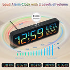 Peakeep Digital Alarm Clock for Bedrooms, Date Day of Week Large Display - Image 6