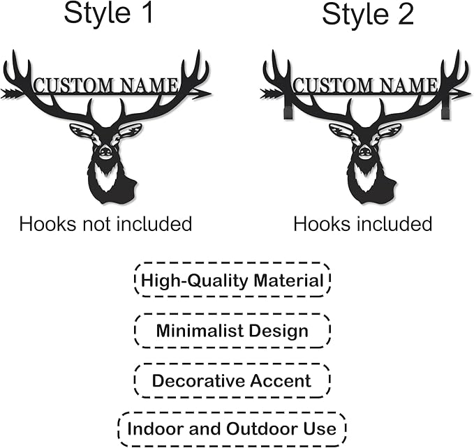 Personalized Deer Hunter Metal Wall Mount & Bow Rack, Custom Deer Hunting Gifts - Image 2