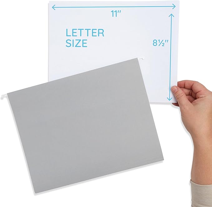 25 Blue Summit Supplies Grey Hanging File Folders Letter Size - Image 2