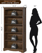 TVU 5-Tier Wooden Bookshelf, 65 Inch Tall Bookshelf - Image 3
