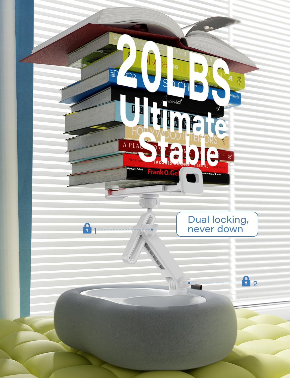 TAZENI Kindle Tablet Pillow Stand Accessories for Bed Reading, with 2 Trays