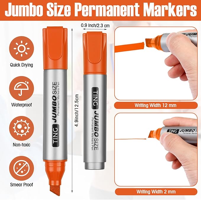 Fuutreo 10 Pack Jumbo Permanent Markers Bulk Large Chisel Tip Permanent Markers - Image 3