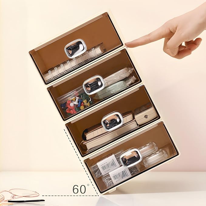 OSteed Spacious Desktop Storage Box, 2 Large Storage Drawers, Stackable Office - Image 4