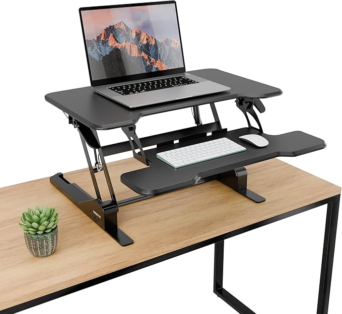 Mount-It! Height Adjustable Standing Desk Converter, Compact 30” Wide Tabletop by Mount-It