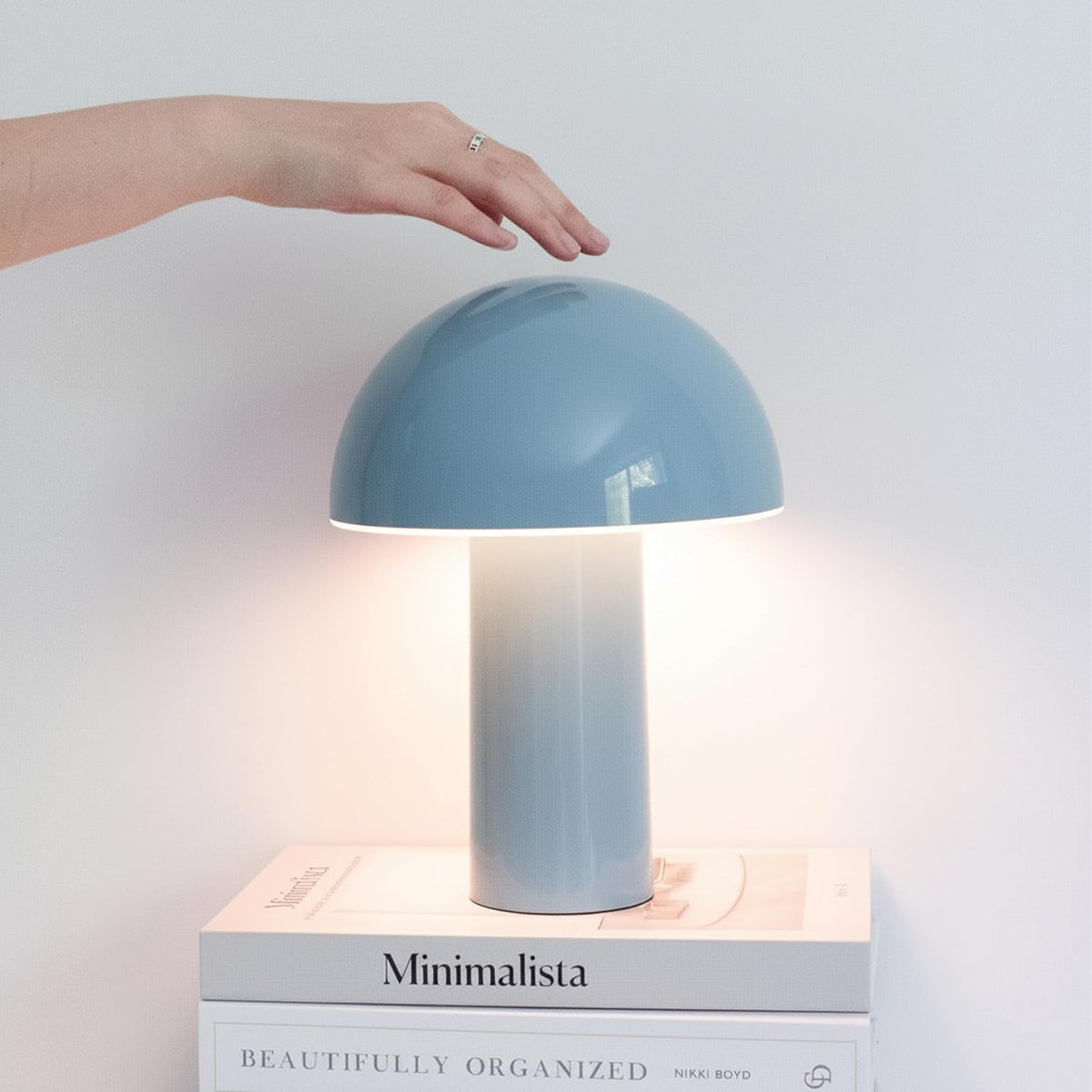 Brightech Celia Small Lamp – 10" Touch-Controlled Mushroom Table Lamp, C...